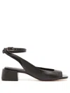 Studio Chofakian Square-toe Leather Sandals In Black