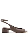 Studio Chofakian Square-toe Leather Sandals In Brown