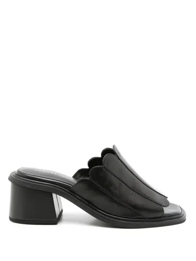 Studio Chofakian Studio 125 55mm Scalloped-edge Sandals In Black