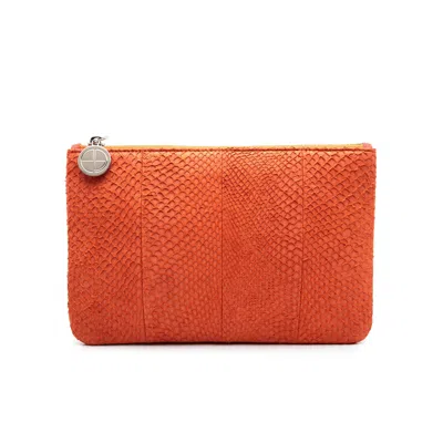 Studio Ebn Women's Yellow / Orange Inger Orange Salmon Leather Shoulder Bag In Burgundy