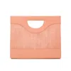 STUDIO EBN WOMEN'S YELLOW / ORANGE JENNY CANTALOUPE SALMON LEATHER SHOULDER BAG