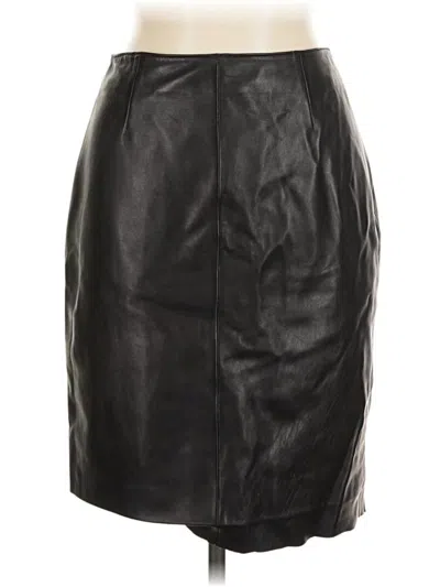Pre-owned Studio Faux Leather Skirt In Black