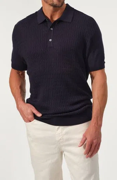 Studio Garnet Los Angeles Cable Knit Polo Sweater In Blue
