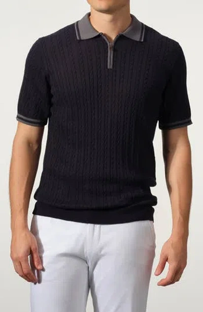 Studio Garnet Los Angeles Cable Knit Polo Sweater In Blue