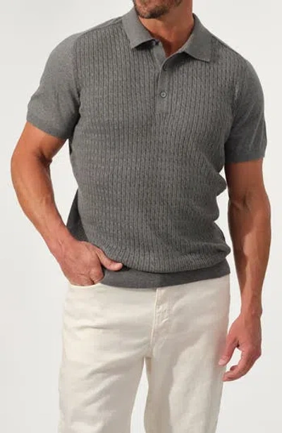 Studio Garnet Los Angeles Cable Knit Polo Sweater In Gray