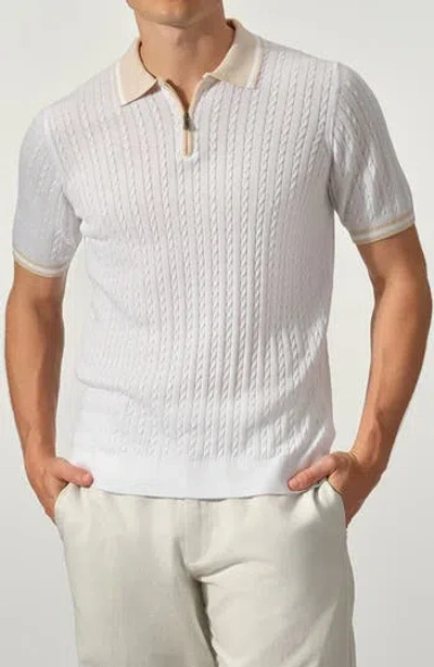 Studio Garnet Los Angeles Cable Knit Polo Sweater In White