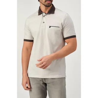 Studio Garnet Los Angeles Chest Pocket Stretch Cotton Polo In Silver