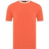 Studio Garnet Los Angeles Contrast Collar Short Sleeve Sweater In Tangelo
