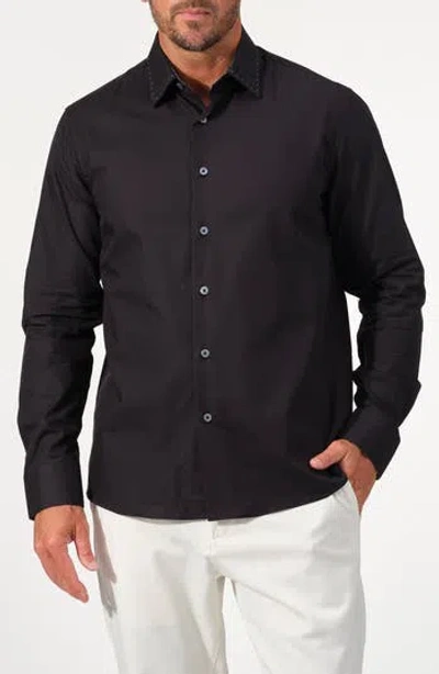 Studio Garnet Los Angeles Contrast Stitch Cotton Button-up Shirt In Brown