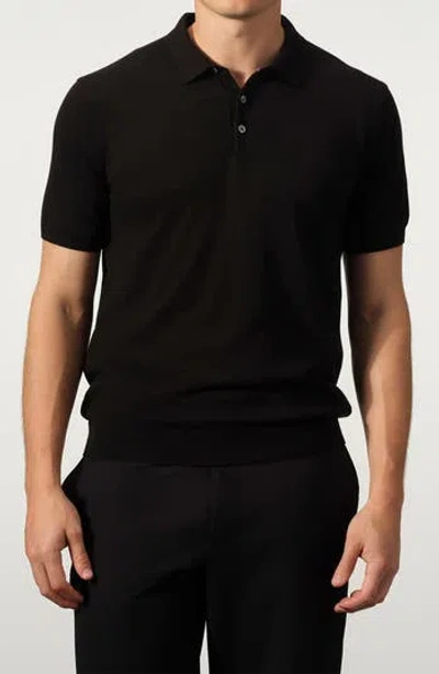Studio Garnet Los Angeles Cotton Blend Polo Sweater In Black