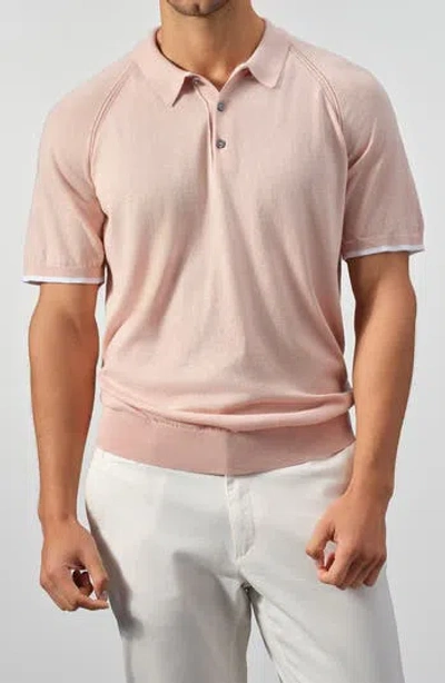 Studio Garnet Los Angeles Cotton Knit Polo Sweater In Pink