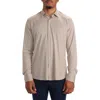 Studio Garnet Los Angeles Dynamic Comfort Knit Button-up Shirt In Beige