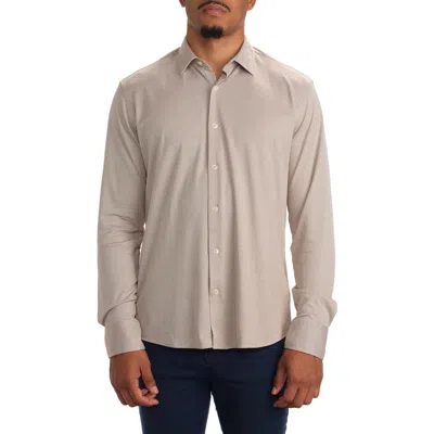 Studio Garnet Los Angeles Dynamic Comfort Knit Button-up Shirt In Beige