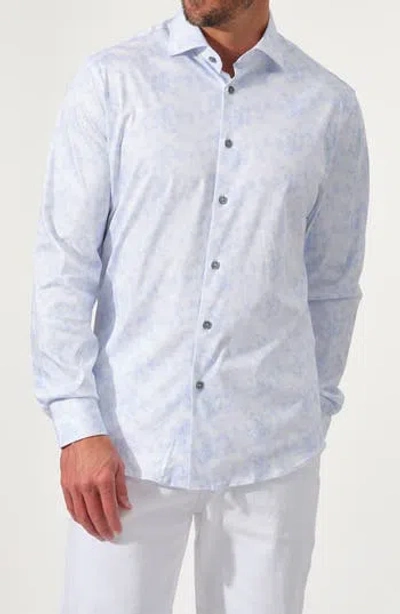 Studio Garnet Los Angeles Dynamic Comfort Knit Button-up Shirt In Blue