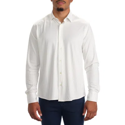 Studio Garnet Los Angeles Dynamic Comfort Knit Button-up Shirt In White