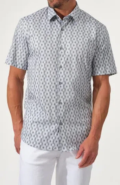 Studio Garnet Los Angeles Dynamic Comfort Short Stretch Cotton Sleeve Button-up Shirt In Black