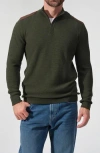 Studio Garnet Los Angeles Faux Suede Trim Quarter Zip Pullover In Green