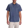 Studio Garnet Los Angeles Floral Print Short Sleeve Cotton Button-up Shirt In Navy