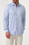 Studio Garnet Los Angeles Floral Print Stretch Supima Cotton Button-up Shirt In Blue