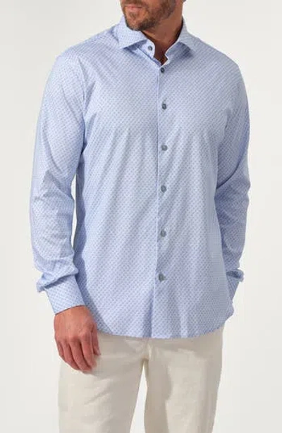 Studio Garnet Los Angeles Floral Print Stretch Supima Cotton Button-up Shirt In Blue