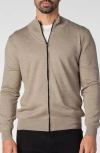 Studio Garnet Los Angeles Lightweight Merino Wool Full Zip Sweater In Brown