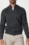 Studio Garnet Los Angeles Lightweight Merino Wool Full Zip Sweater In Gray