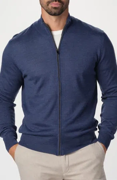 Studio Garnet Los Angeles Lightweight Merino Wool Full Zip Sweater In Purple