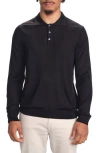 Studio Garnet Los Angeles Lightweight Merino Wool Three-button Polo In Black