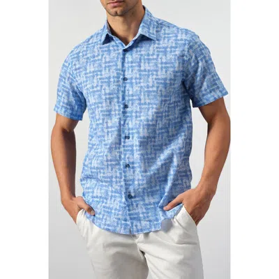Studio Garnet Los Angeles Linen & Cotton Blend Button-up Shirt In Blue