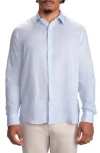 Studio Garnet Los Angeles Linen Long Sleeve Button-down Shirt In Lake