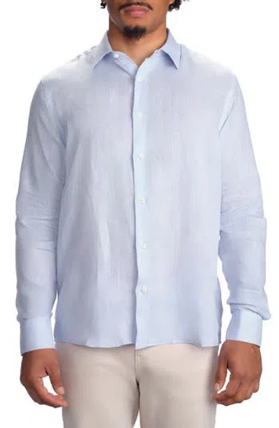 Studio Garnet Los Angeles Linen Long Sleeve Button-down Shirt In Lake