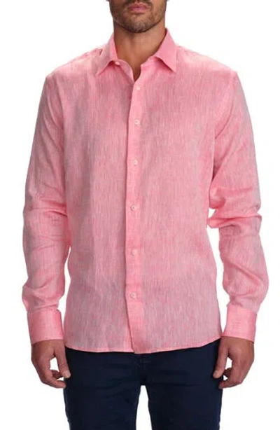 Studio Garnet Los Angeles Linen Long Sleeve Button-down Shirt In Red