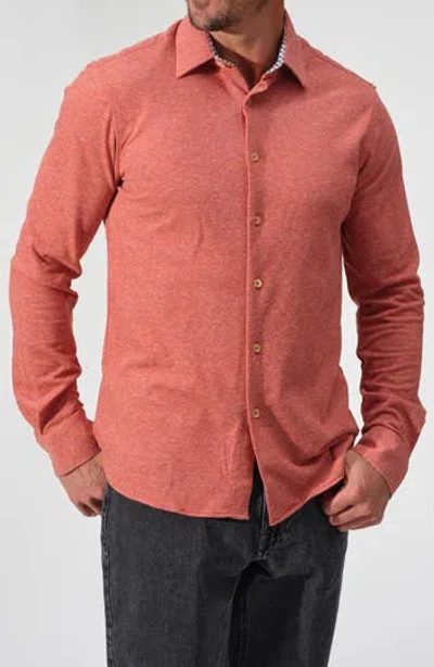 Studio Garnet Los Angeles Mélange Knit Button-down Shirt In Brown