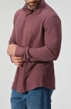 Studio Garnet Los Angeles Mélange Knit Button-down Shirt In Burgundy