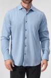 Studio Garnet Los Angeles Mélange Twill Button-down Shirt In Blue