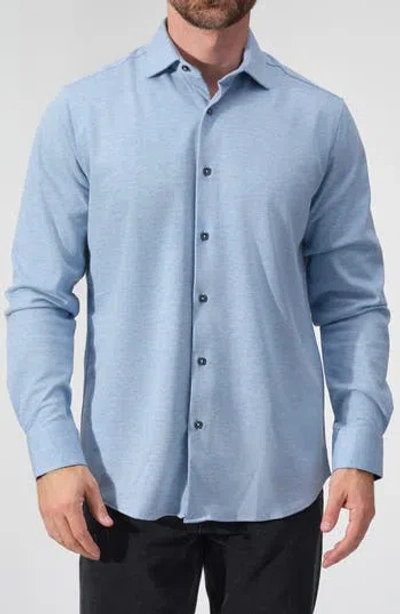 Studio Garnet Los Angeles Mélange Twill Button-down Shirt In Blue