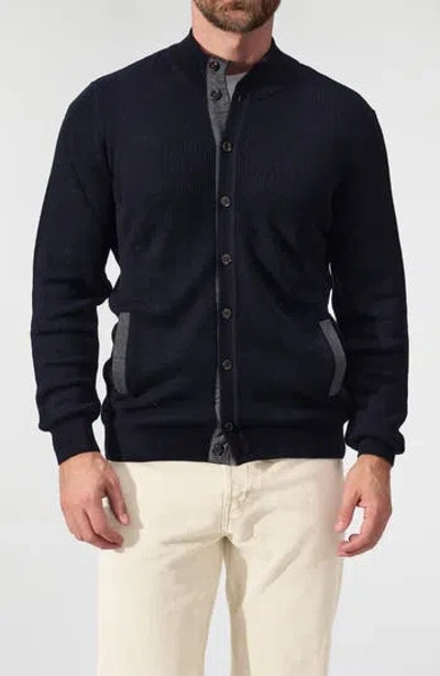 Studio Garnet Los Angeles Merino Wool Rib Cardigan Sweater In Blue