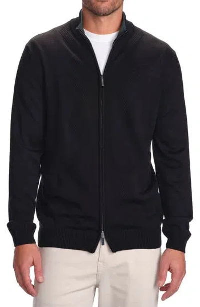 Studio Garnet Los Angeles Merino Wool Zip Sweater In Black