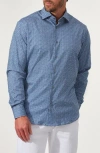 Studio Garnet Los Angeles Micro Dot Stretch Supima Cotton Button-up Shirt In Blue