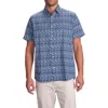 Studio Garnet Los Angeles Midnight Wave Short Sleeve Cotton Seersucker Button-up Shirt In Navy