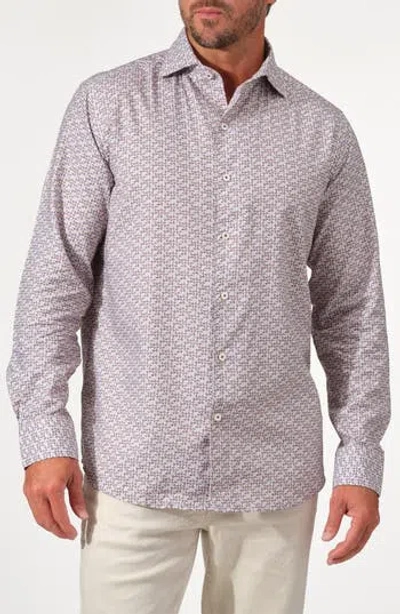 Studio Garnet Los Angeles Mosaic Cotton Button-up Shirt In Brown