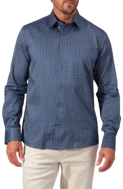 Studio Garnet Los Angeles Mosaic Print Cotton Button-up Shirt In Blue