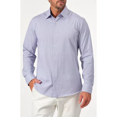 Studio Garnet Los Angeles Mosaic Print Stretch Supima Cotton Button-up Shirt In Blue