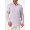 Studio Garnet Los Angeles Pixel Grid Stretch Supima Cotton Button-up Shirt In Purple