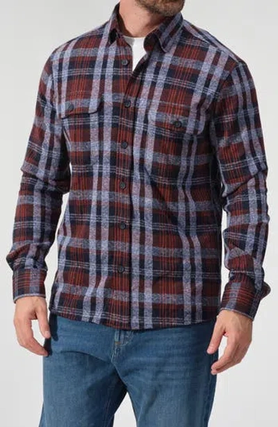 Studio Garnet Los Angeles Plaid Knit Button-up Shirt In Burgundy