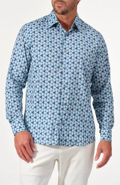 Studio Garnet Los Angeles Soleil Tile Print Button-up Shirt In Blue