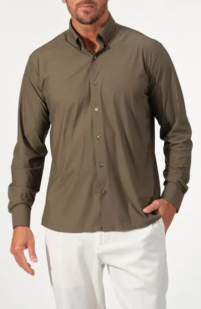 Studio Garnet Los Angeles Solid Performance Stretch Button-up Shirt In Green