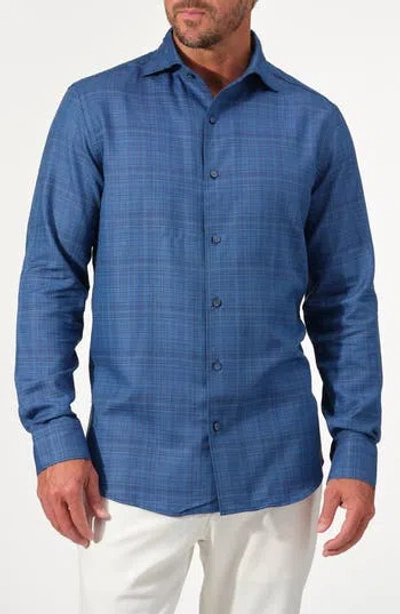 Studio Garnet Los Angeles Textured Cotton Button-up Shirt In Blue