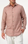 Studio Garnet Los Angeles Textured Cotton Button-up Shirt In Brown