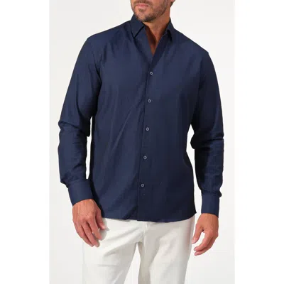 Studio Garnet Los Angeles Textured Solid Cotton Button-up Shirt In Blue
